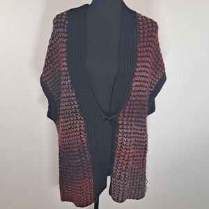 Amber Sun Ombre Gradient Knit Crochet Wool Blend Open Front Cardigan Sweater